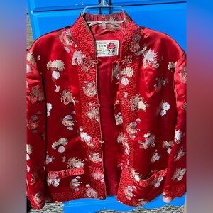 Elegant Red Floral Women's Jacket